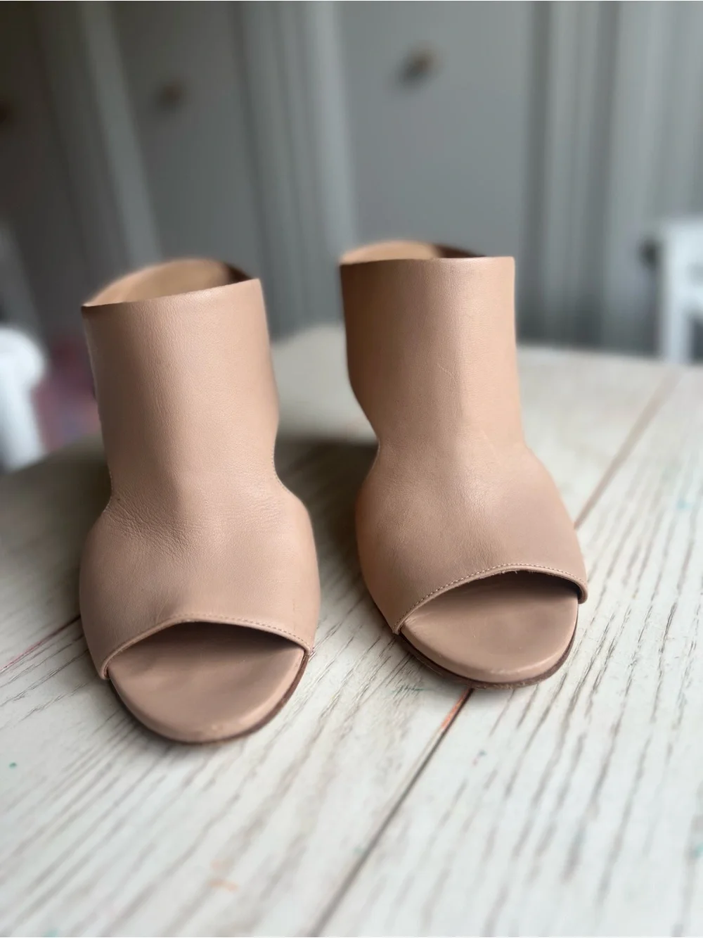 Vince Taupe Open-Toe Wedge Mule
